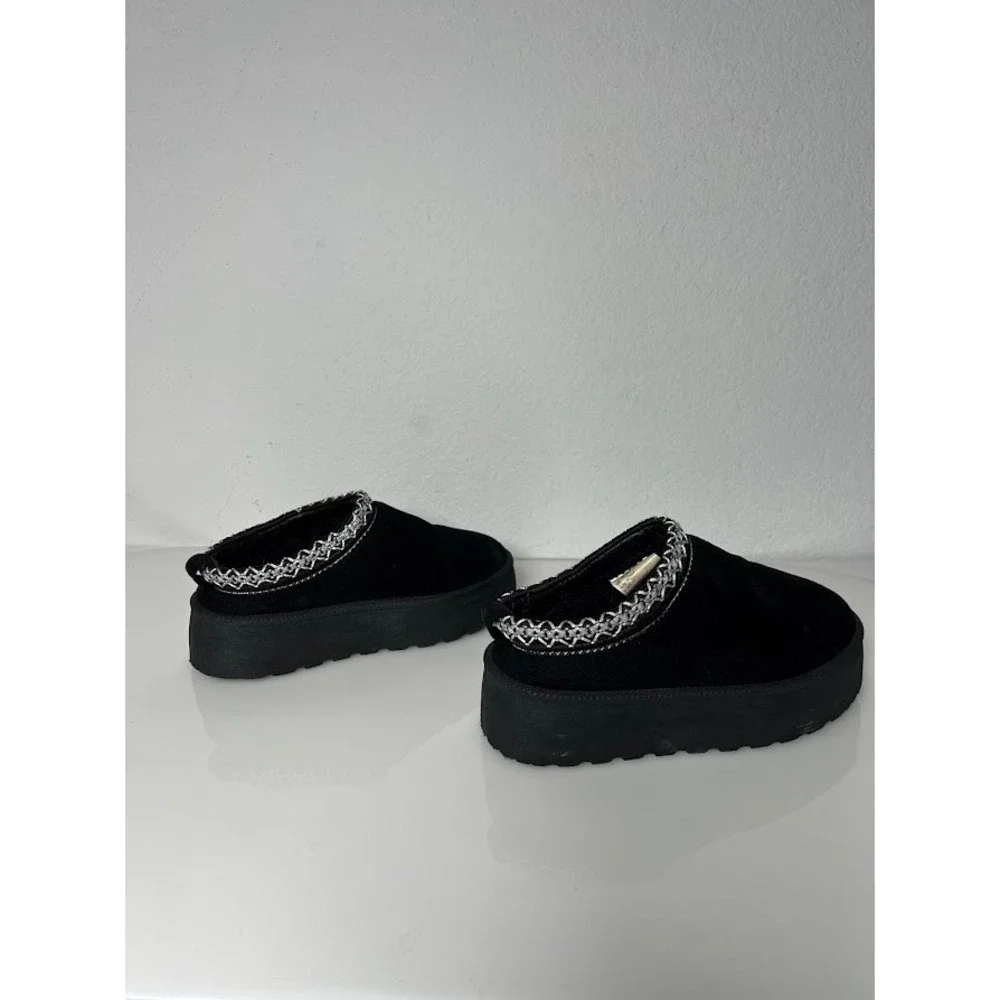 Olivia & Kate Stormy Platform Slipper Mules 13 Black Kids Cozy Faux Suede